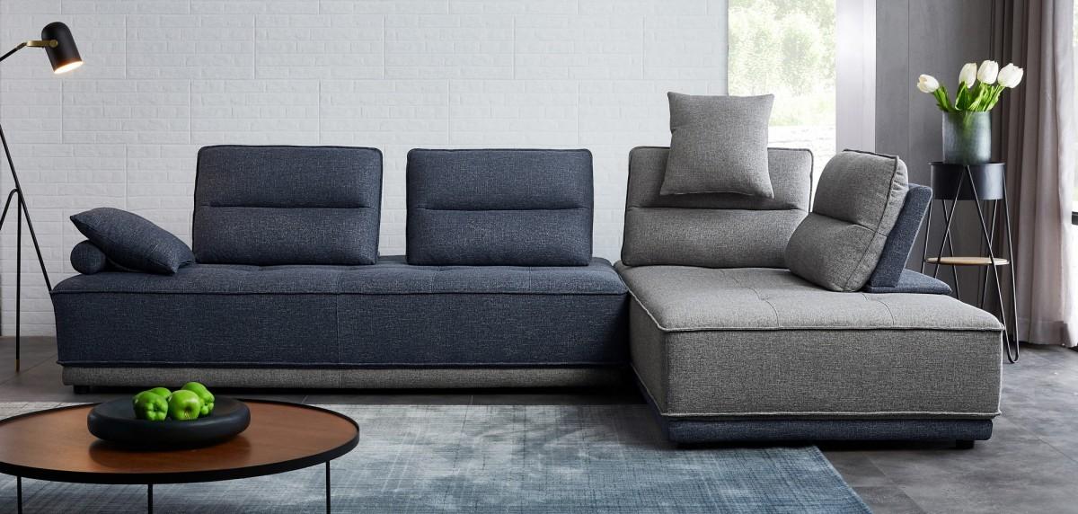 Modern Sectional Sofa Glendale VGMB-1907 in Gray, Blue Fabric