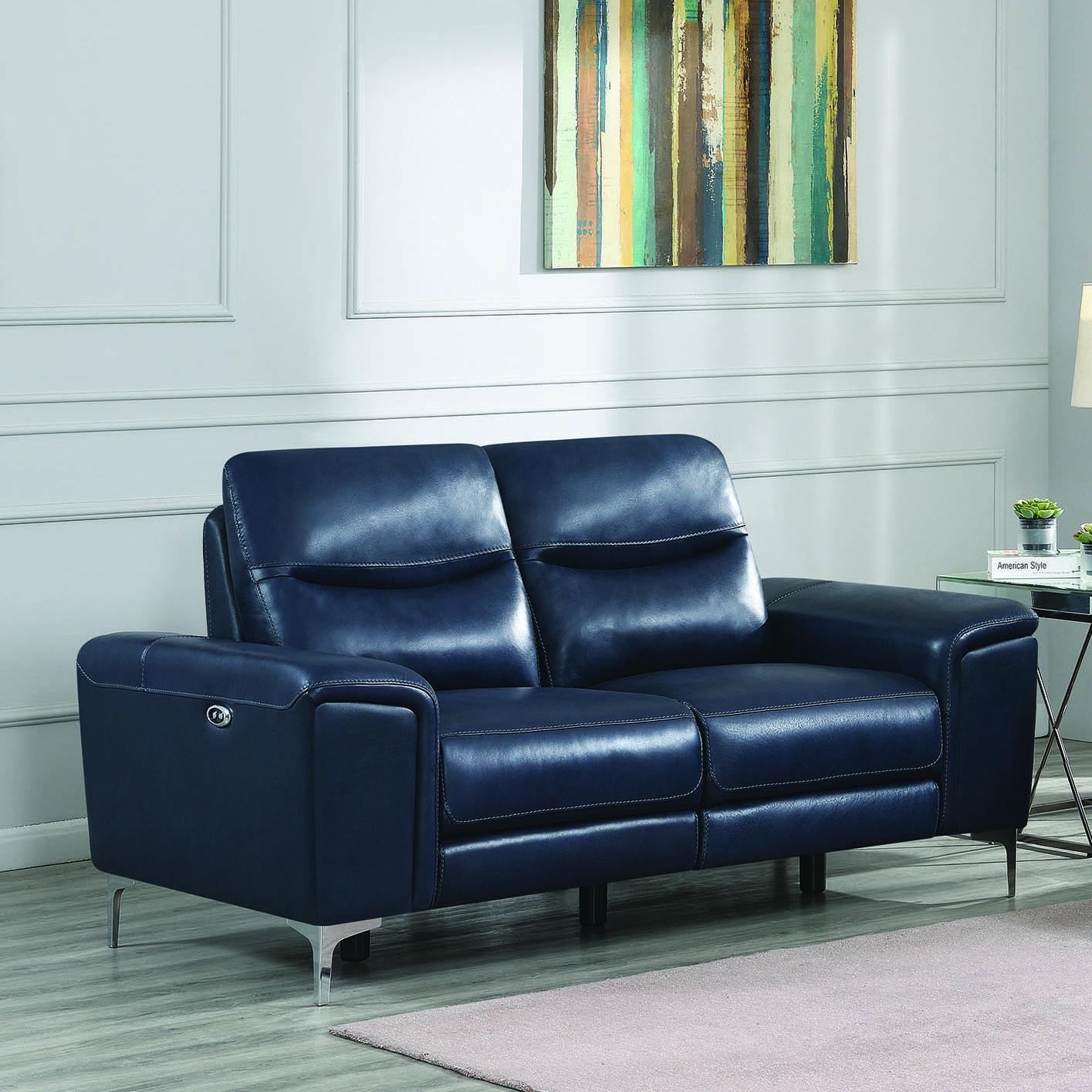 

    
603392P Modern Blue Leather Upholstery Power loveseat Largo by Coaster
