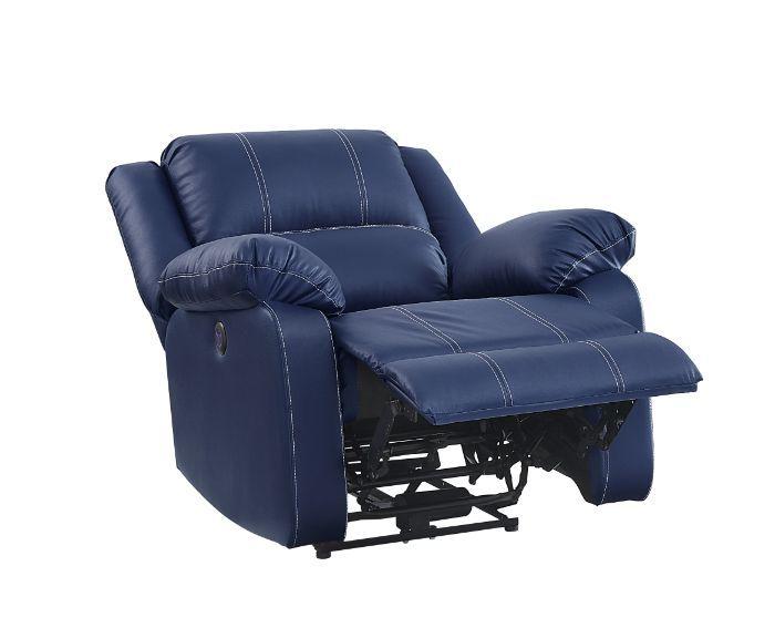 

                    
Acme Furniture Zuriel Sofa Loveseat Recliner Blue Faux Leather Purchase 
