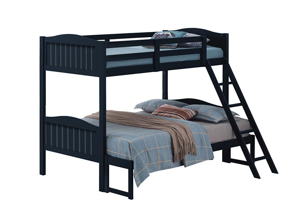 

    
Modern Blue Solid Rubberwood Twin/Full Bunk Bed Coaster 405054BLU Littleton
