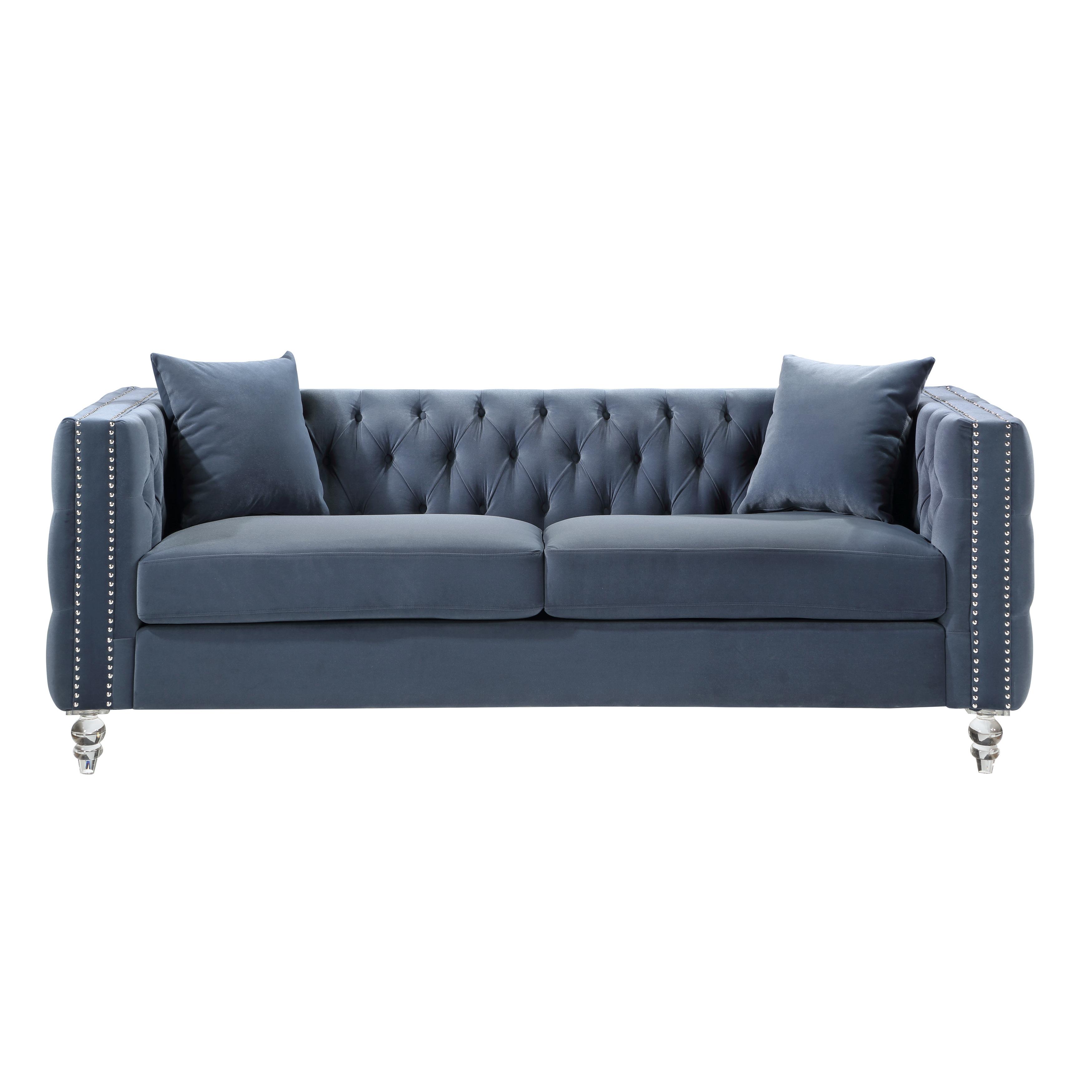 

    
Modern Blue Solid Wood Sofa Homelegance 9349DBU-3 Orina
