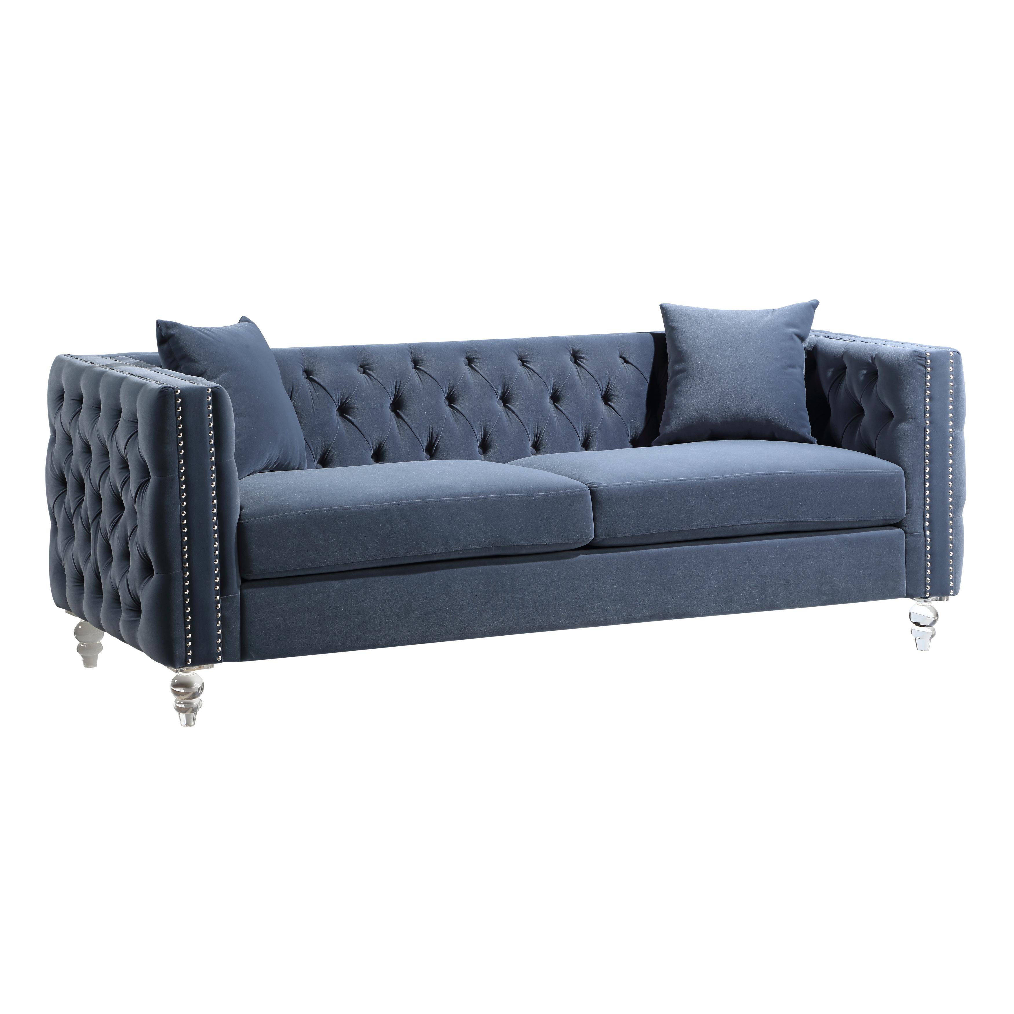

    
Modern Blue Solid Wood Sofa Homelegance 9349DBU-3 Orina
