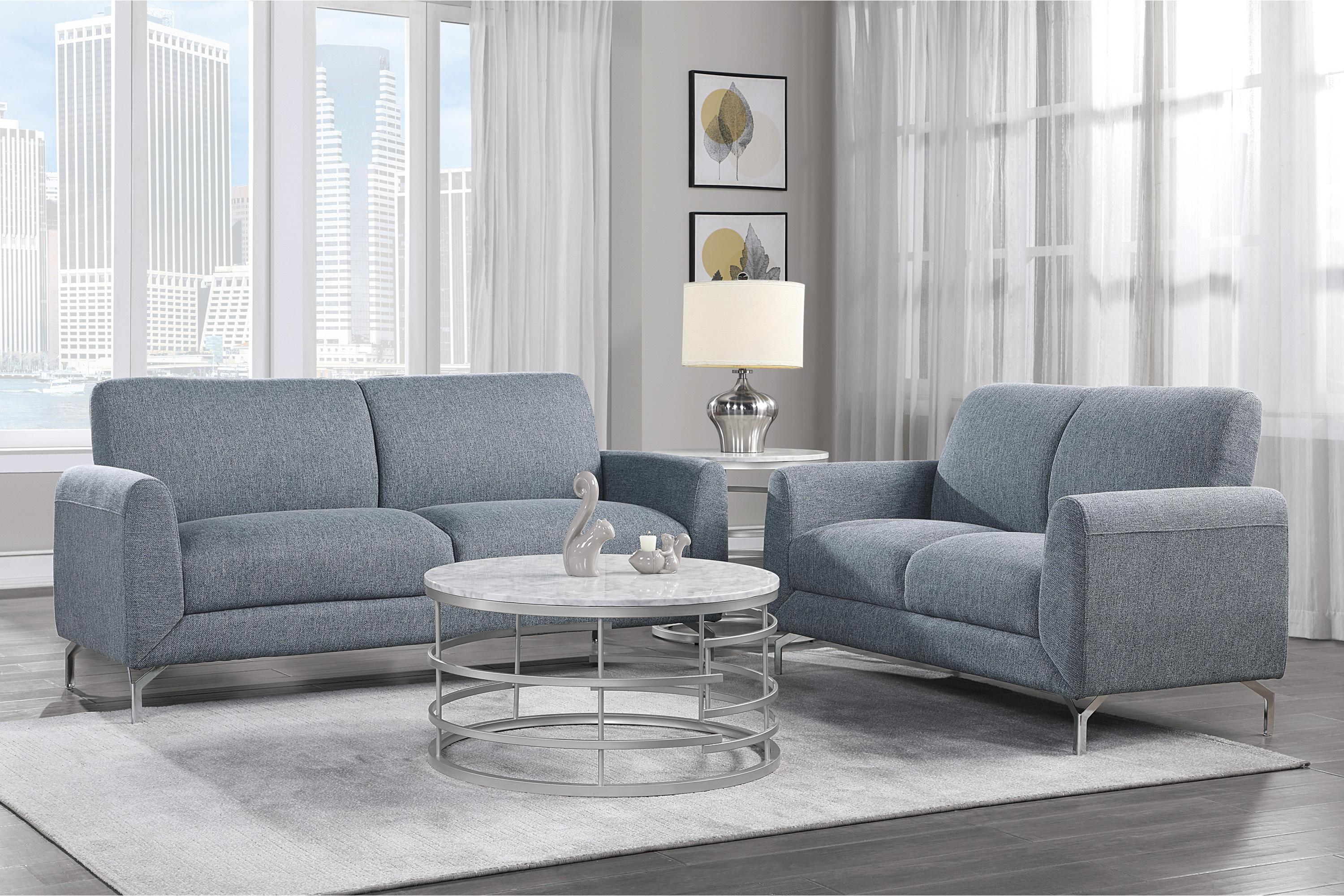 Modern Living Room Set 9594BUE-2PC Venture 9594BUE-2PC in Blue 