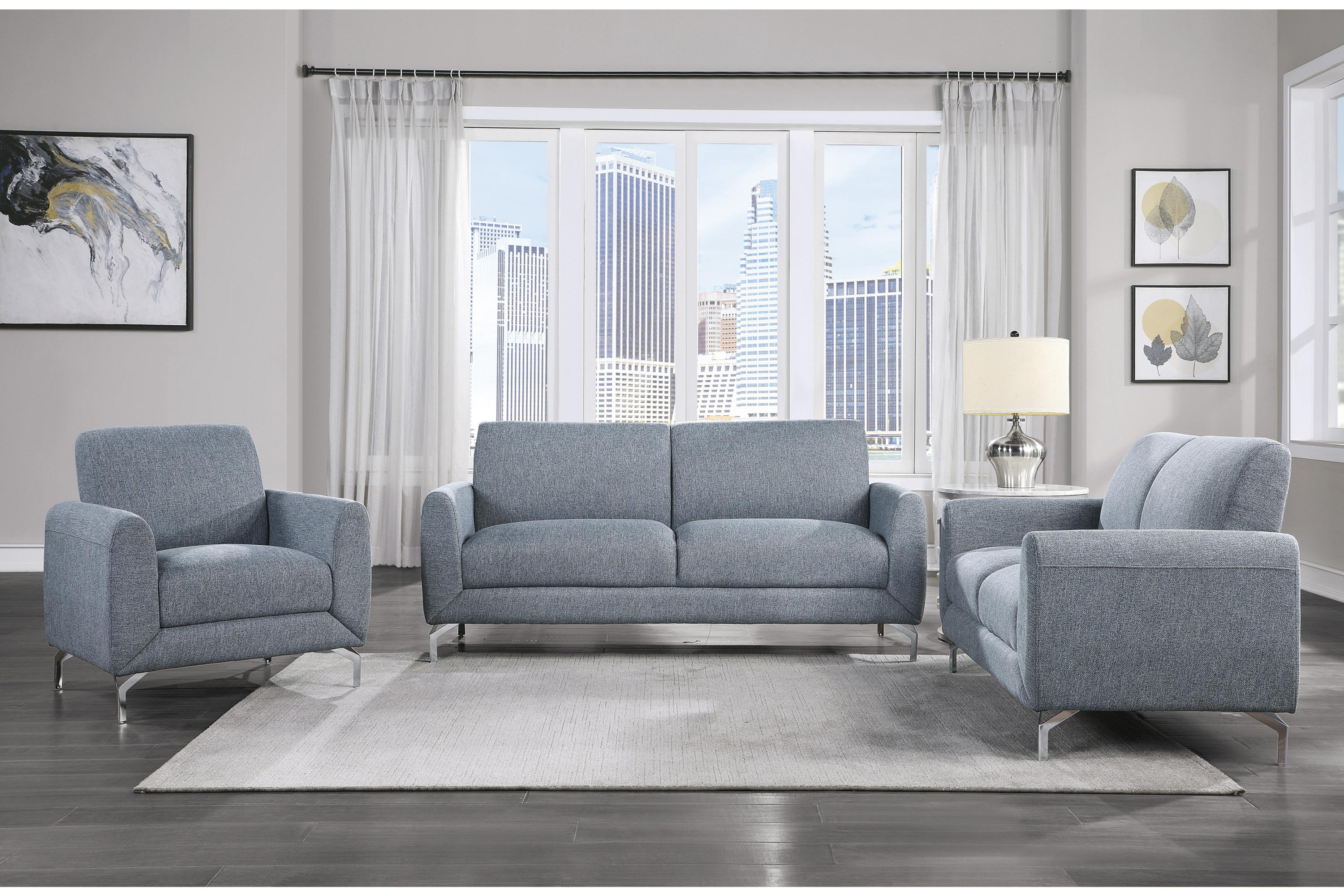 

    
Modern Blue Textured Living Room Set 3pcs Homelegance 9594BUE Venture
