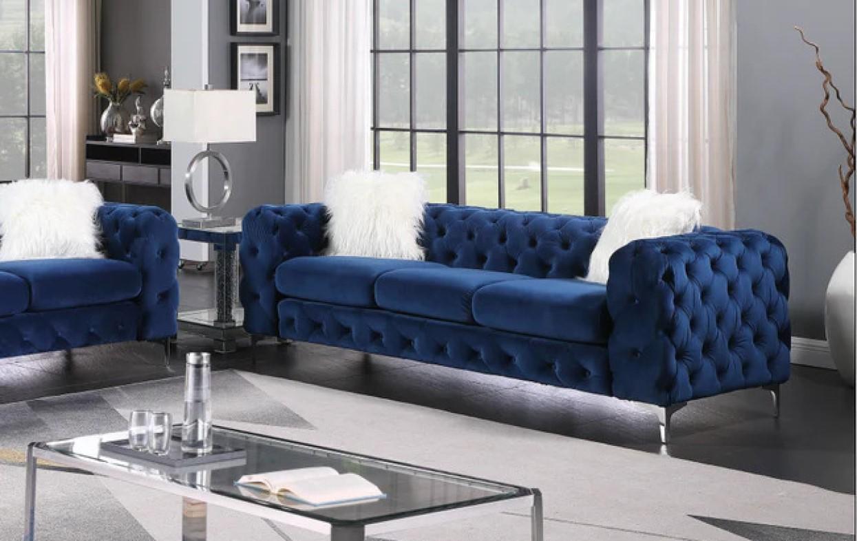 

    
Modern Blue Velvet Living Room Set 2PCS McFerran SF1818 SF1818-S-2PCS

