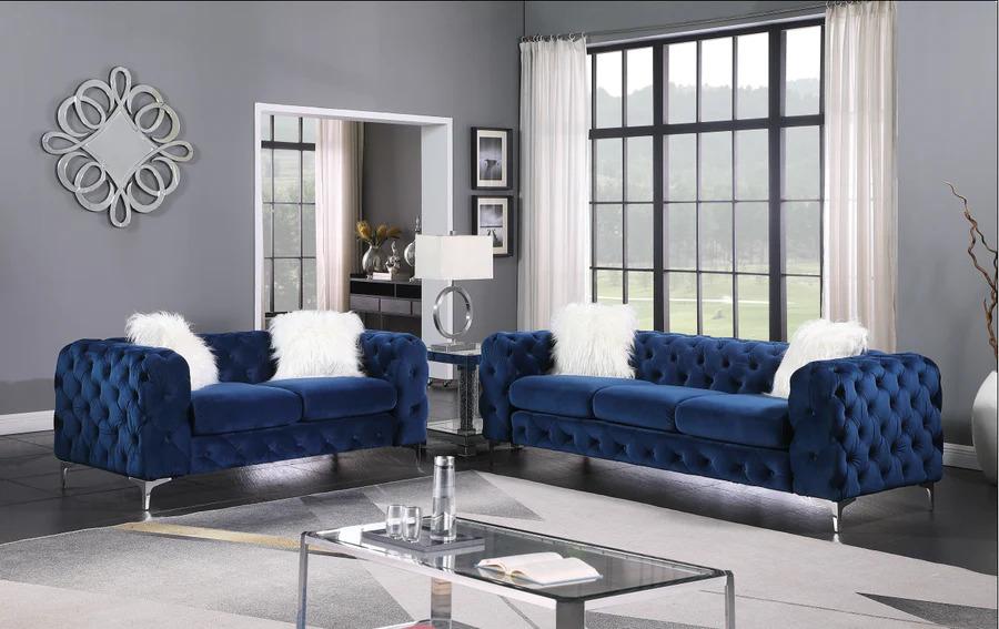 

    
Modern Blue Velvet Living Room Set 2PCS McFerran SF1818 SF1818-S-2PCS
