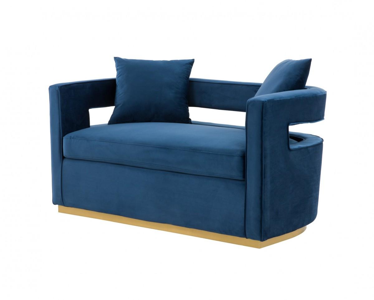 

    
Modern Blue Velvet Loveseat + Accent Chair by VIG Modrest Wells VGRHSF-515-BL-L-2pcs
