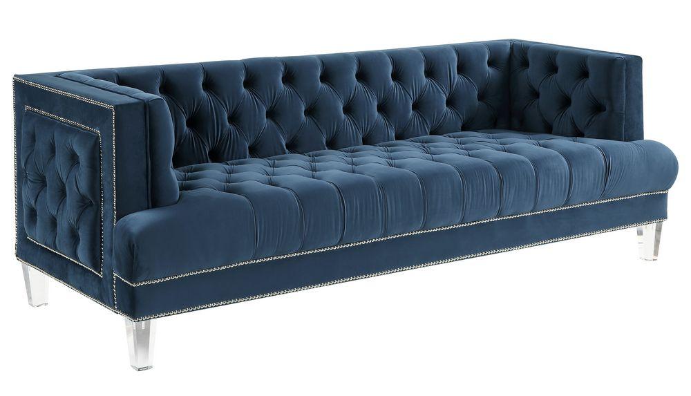 

    
Modern Blue Velvet Sofa + Loveseat + Chair by Acme Ansario 56455-3pcs

