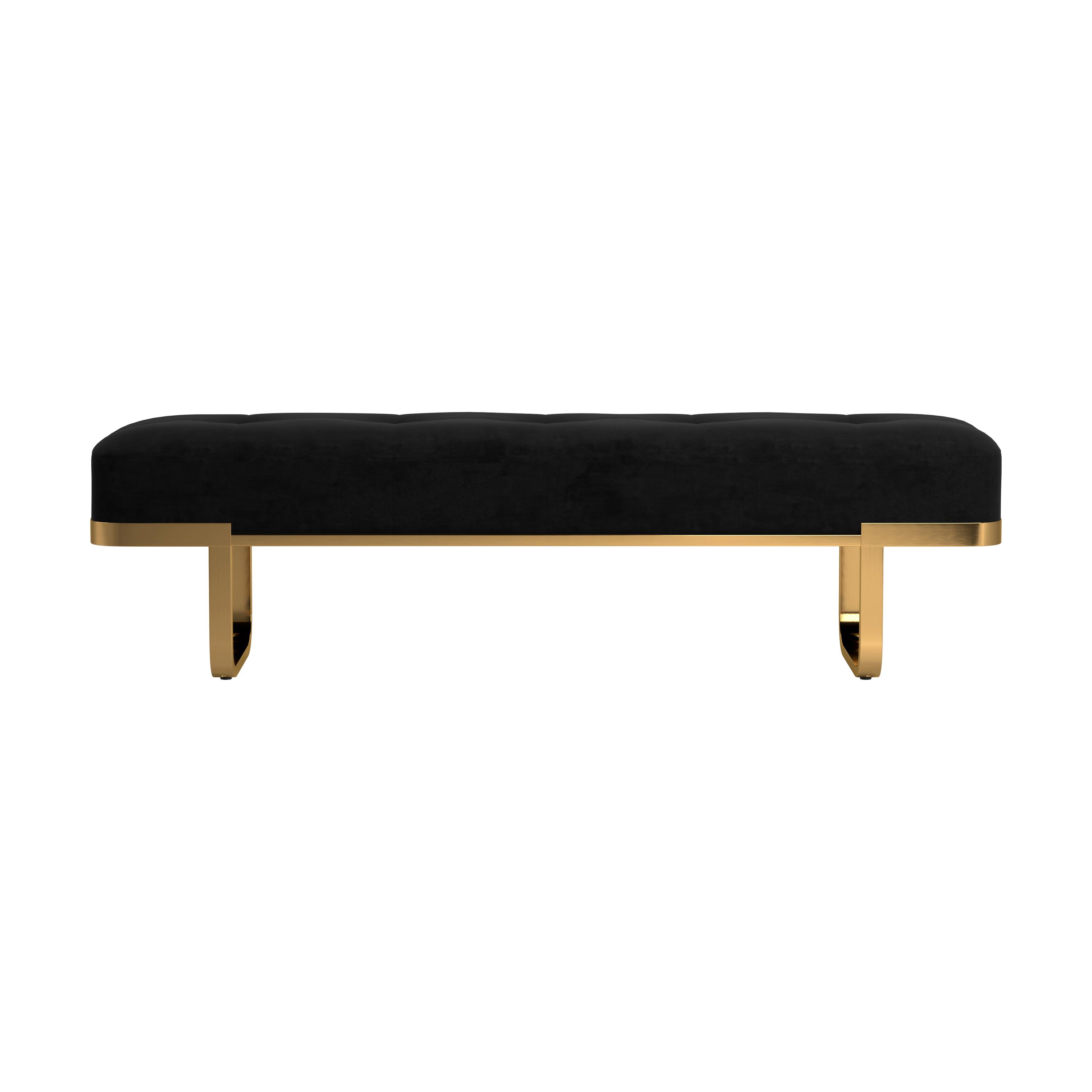 

    
Modern Brass & Black Velvet Bench Coaster 910252
