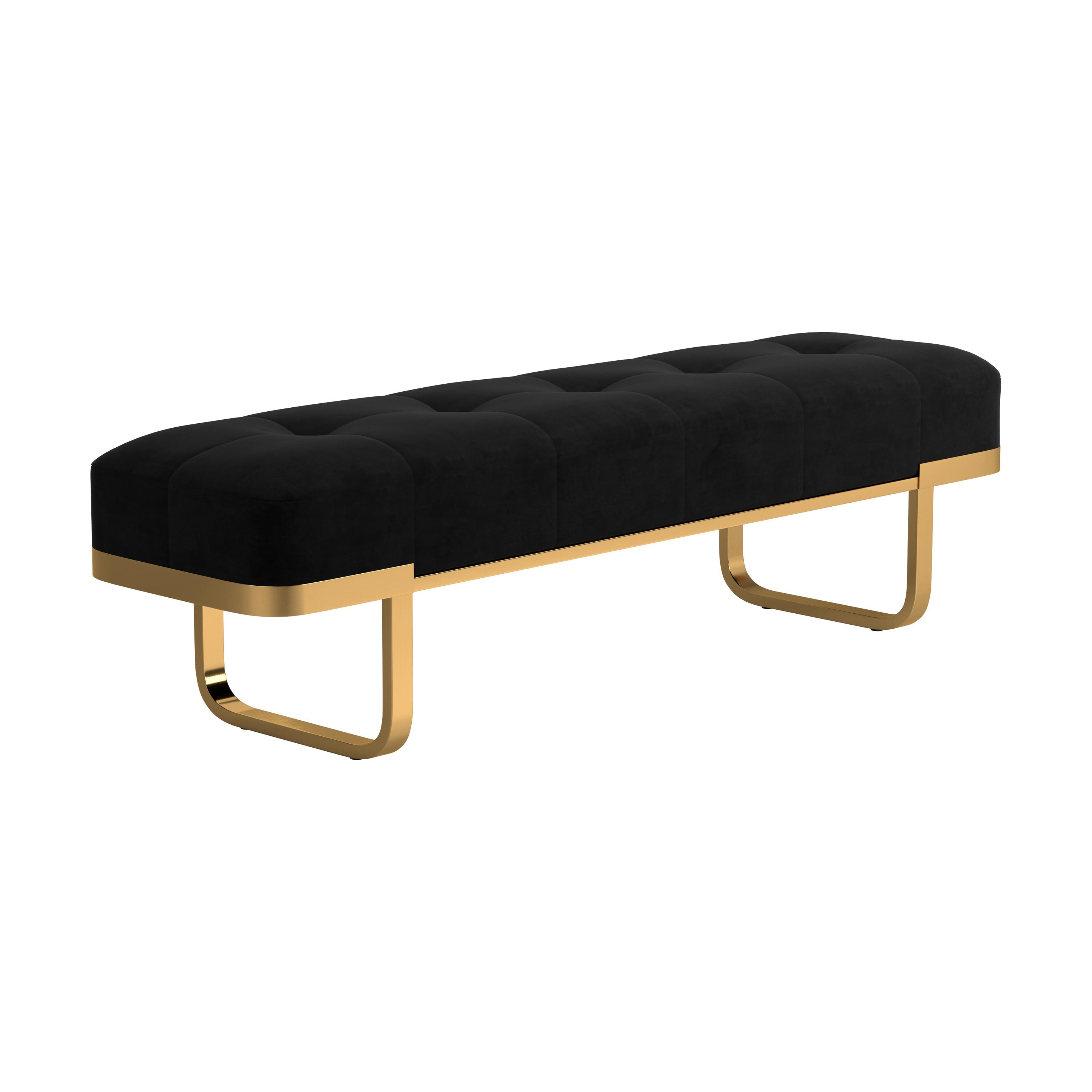 

    
Modern Brass & Black Velvet Bench Coaster 910252
