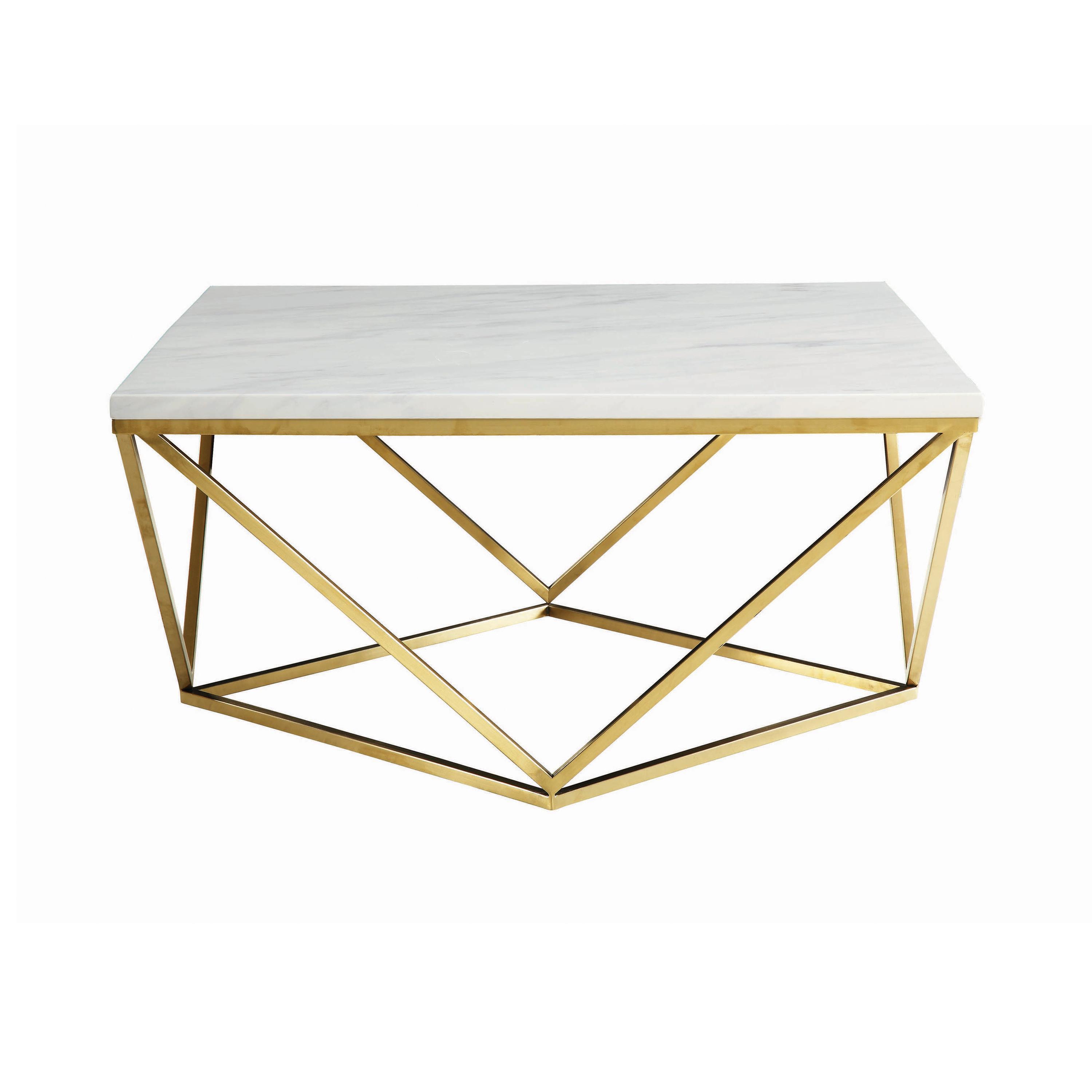 

    
Modern Brass & White Faux Carrera Marble Coffee Table Coaster 700846
