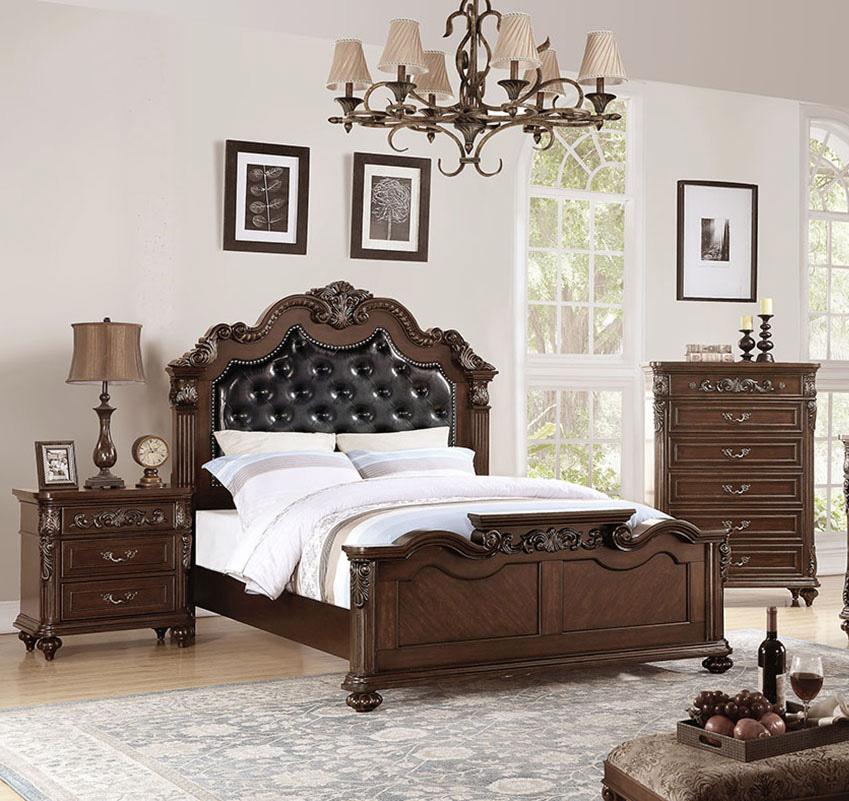 

    
Eastern King Bed F9386 Brown,Black Tufted Faux Leather Poundex
