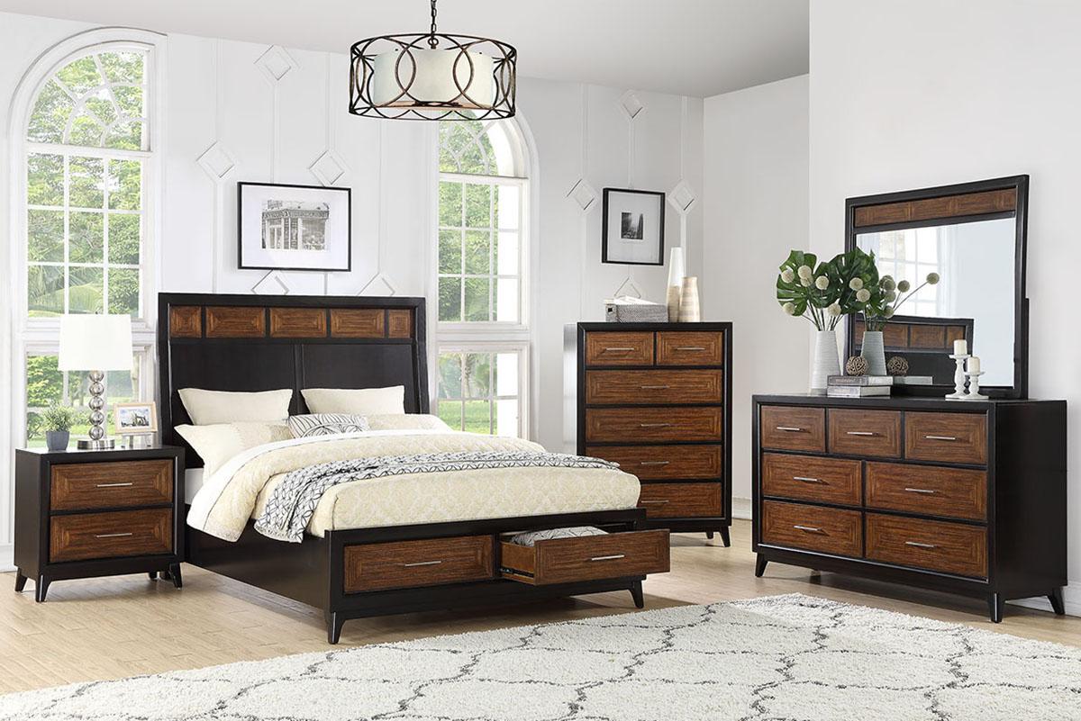 

    
Queen Storage Bed F9383 Brown Black Solid Pine Wood Poundex
