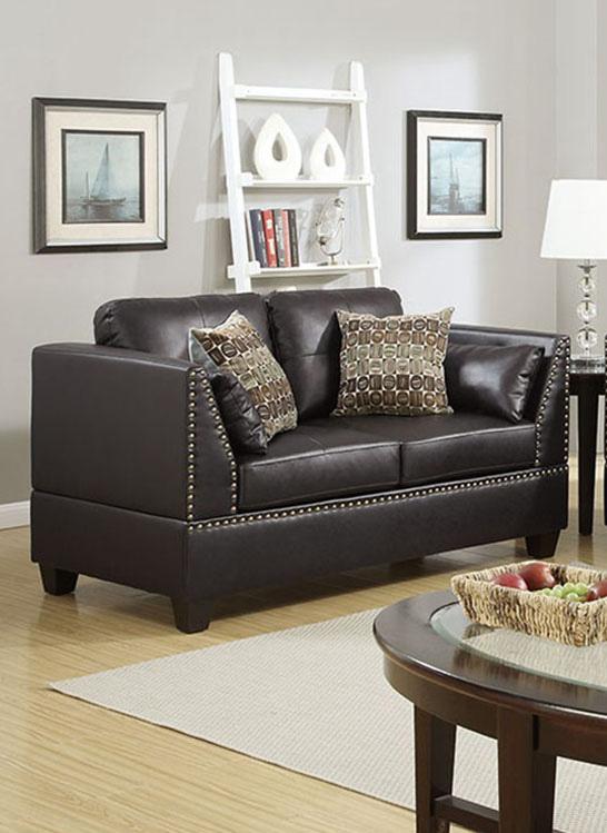 

    
Modern Brown Bonded Leather Upholstered 2-Pcs Sofa Set F6915 Poundex
