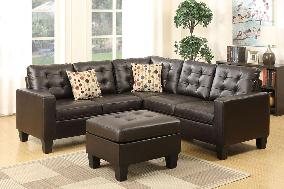 Contemporary, Modern 4-Pcs Modular Sectional F6934 F6934 in Brown Bonded Leather