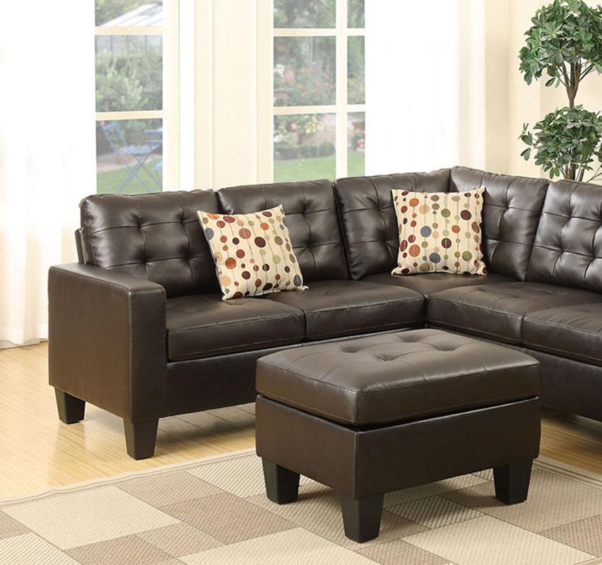 

    
Brown Bonded Leather 4Ps Modular Sectional Set F6934 Poundex Modern Contemporary
