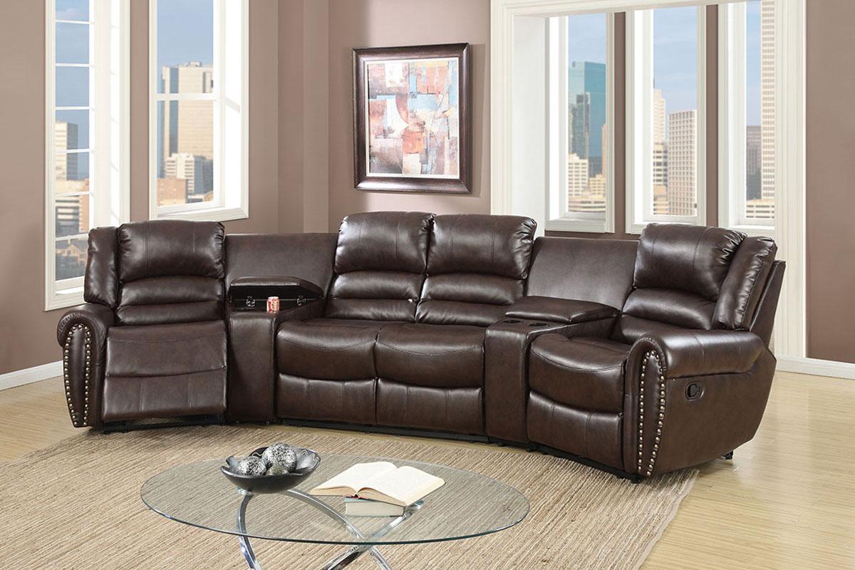 Contemporary, Modern Reclining Sectional F6748 F6748 in Brown Bonded Leather