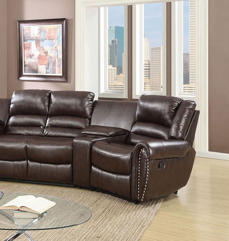 

    
Poundex Furniture F6748 Reclining Sectional Brown F6748
