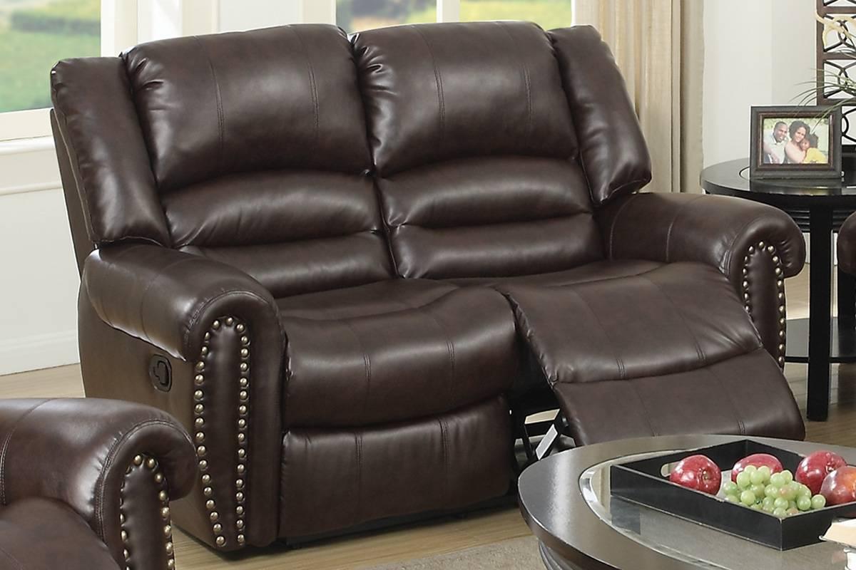 

    
Brown Bonded Leather Motion Loveseat F6753 Poundex Modern

