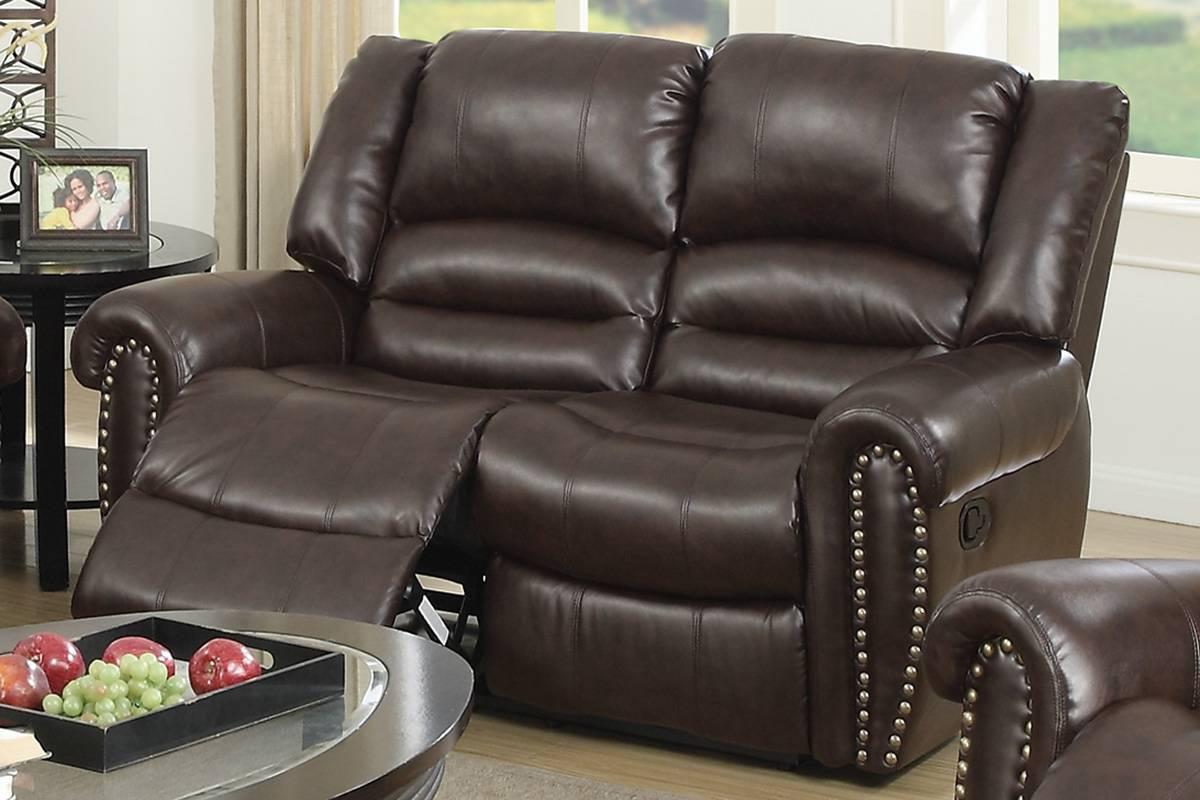 

    
Brown Bonded Leather Motion Loveseat F6753 Poundex Modern
