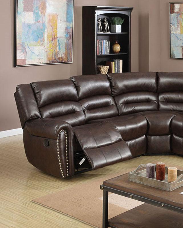 

    
Modern Brown Bonded Leather Upholstered Motion Sectional F6744 Poundex
