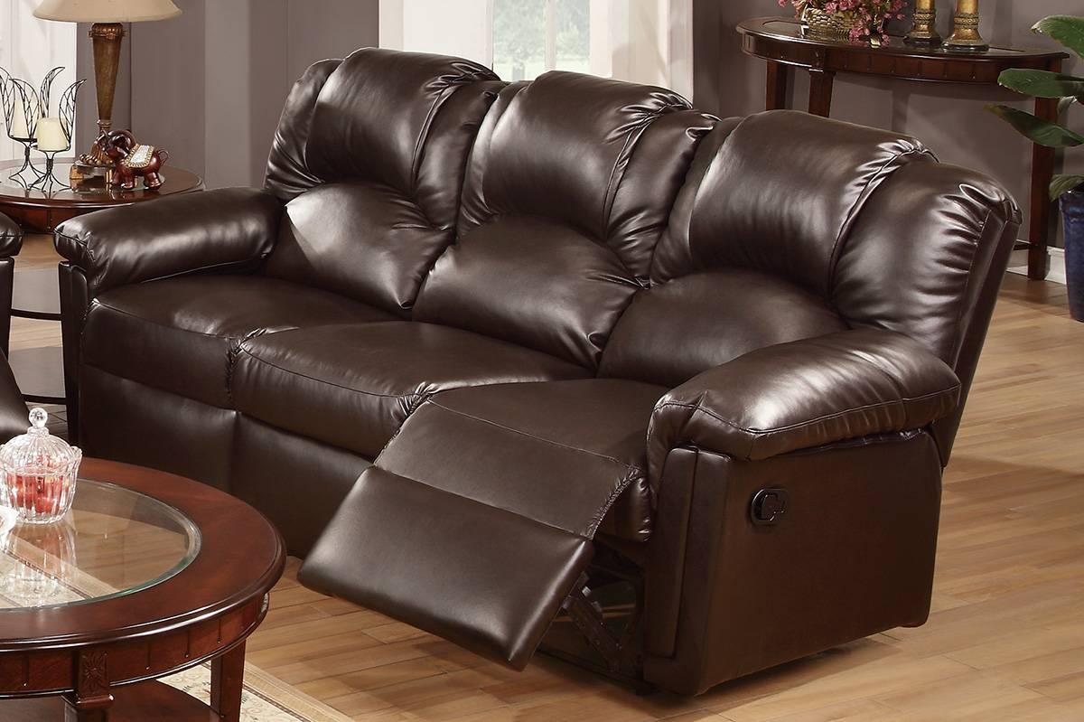 

    
Brown Bonded Leather  Motion Sofa F6675 Poundex Modern
