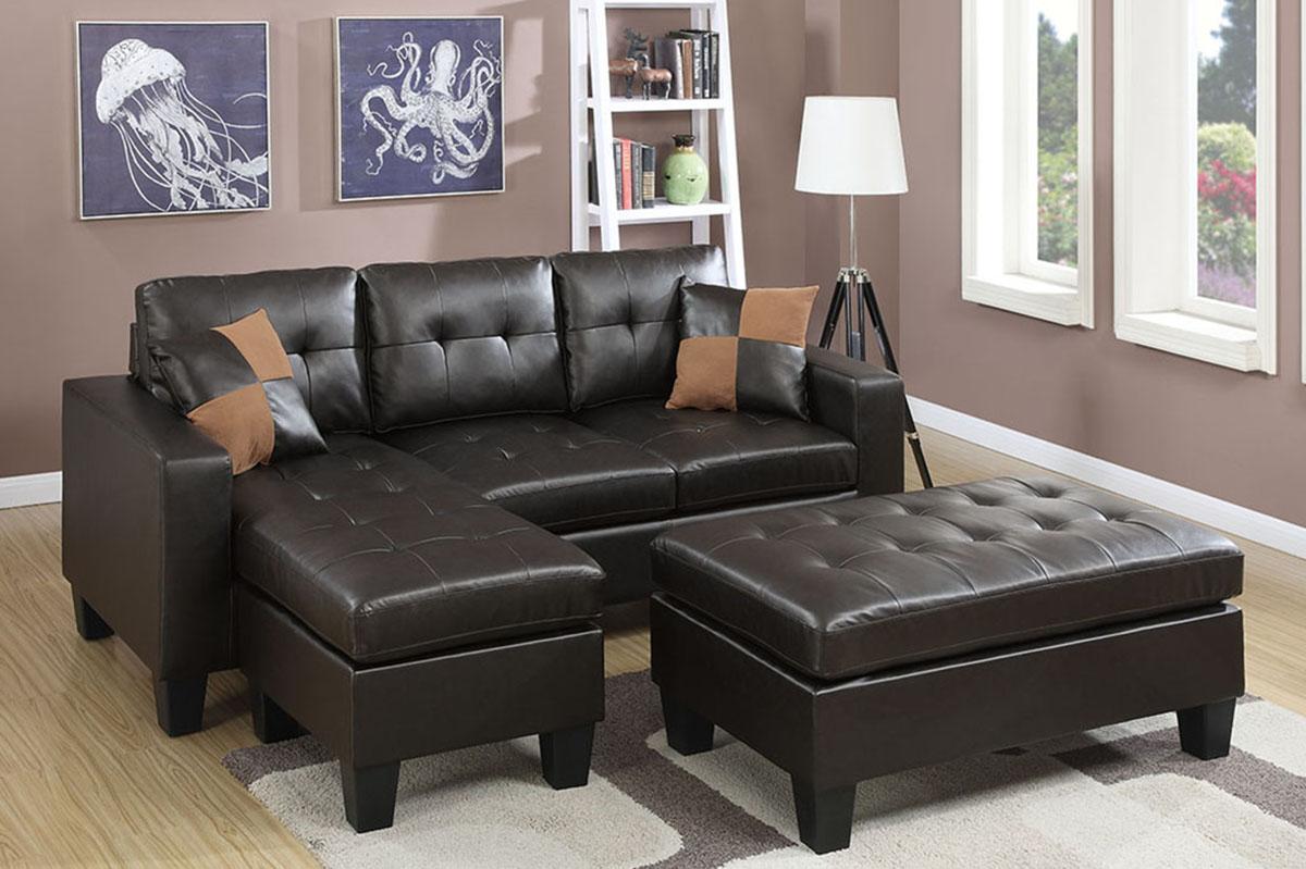 

    
Modern Espresso Bonded Leather Upholstered Sectional Set F6927 Poundex
