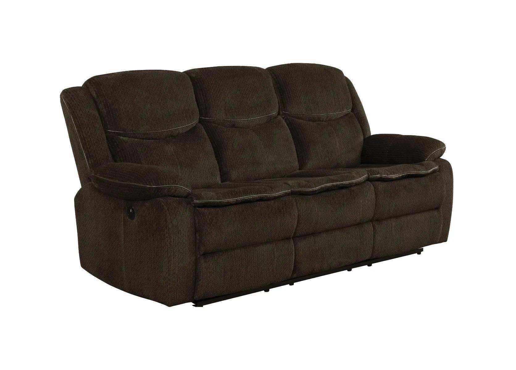 

    
Modern Brown Chenille Motion Sofa Coaster 610251 Jennings
