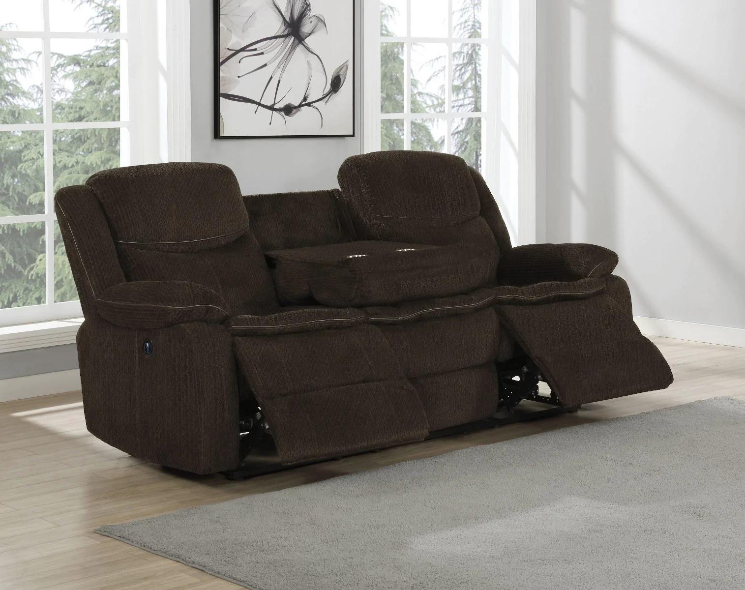 

    
 Shop  Modern Brown Chenille Power Sofa Coaster 610251P Jennings
