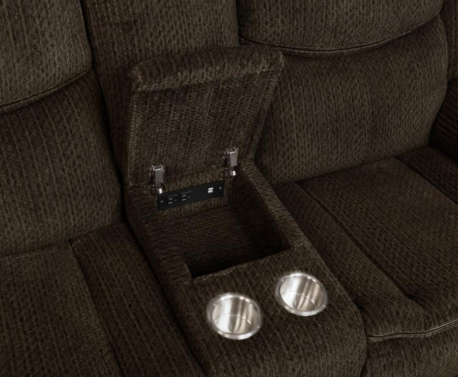 

    
Modern Brown Chenille Power Sofa Set 2pcs Coaster 610251P-S2 Jennings

