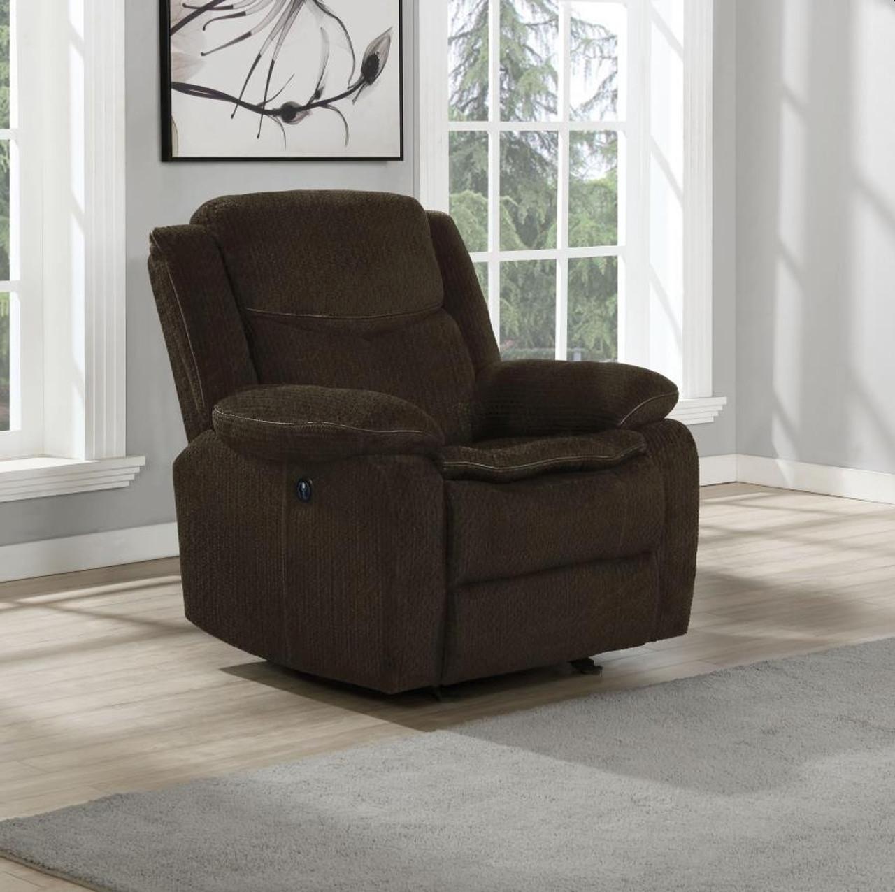

                    
Buy Modern Brown Chenille Power Sofa Set 3pcs Coaster 610251P-S3 Jennings
