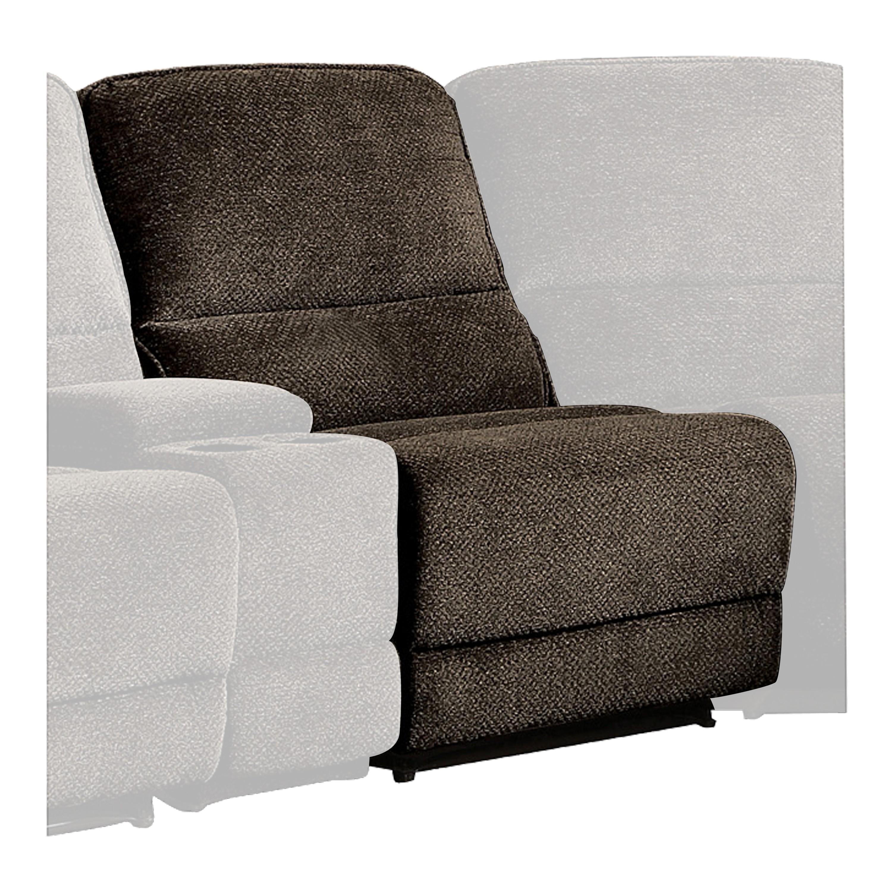 Modern Armless Reclining Chair 8238-AR Shreveport 8238-AR in Brown Fabric