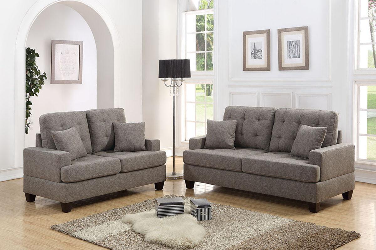 Modern Sofa Loveseat F6501 F6501 in Brown Fabric