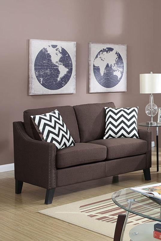 

    
Modern Chocolate Fabric Upholstered 2-Pcs Sofa Set F6907 Poundex
