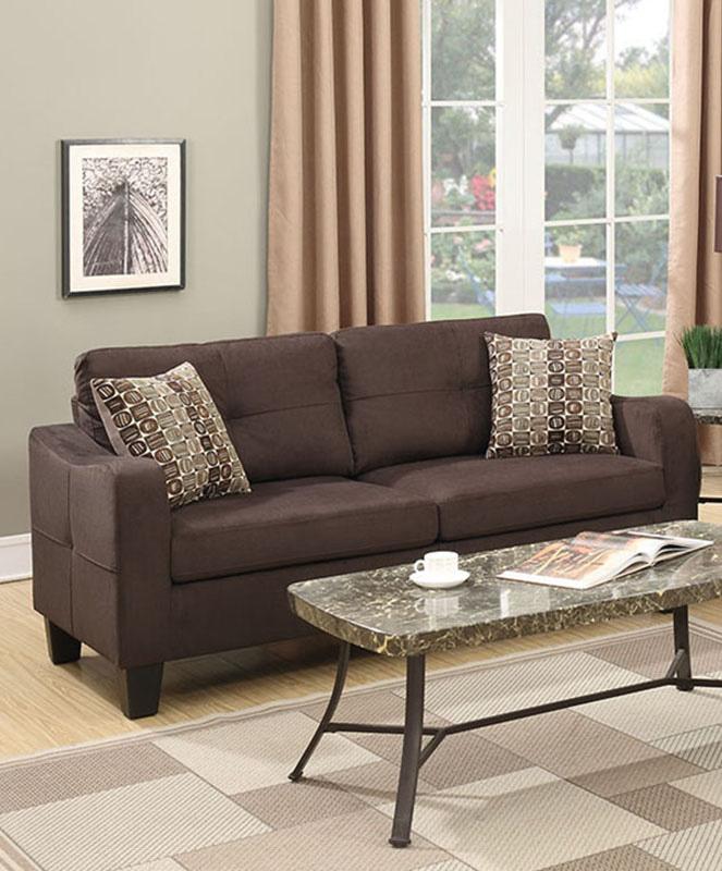 

    
Modern Brown Fabric Upholstered 2-Pcs Sofa Set F6923 Poundex
