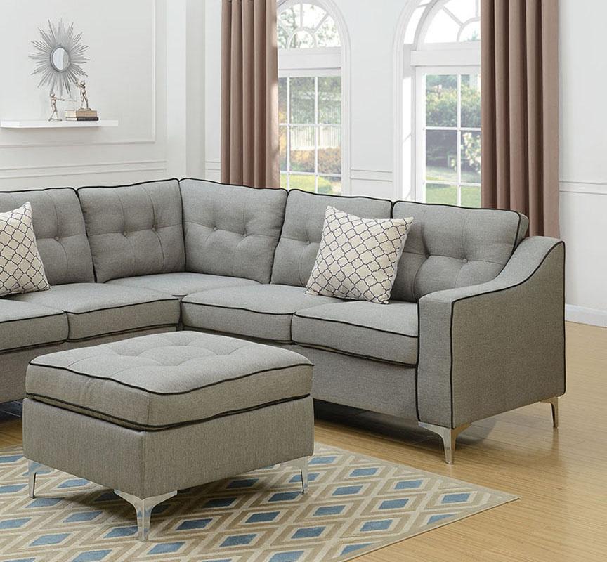 

    
Fabric Upholstered Sectional Sofa Set F6998 Poundex Contemporary Modern
