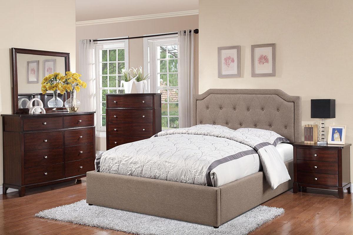 

    
Brown Fabric Queen Bed F9348 Poundex Modern Contemporary
