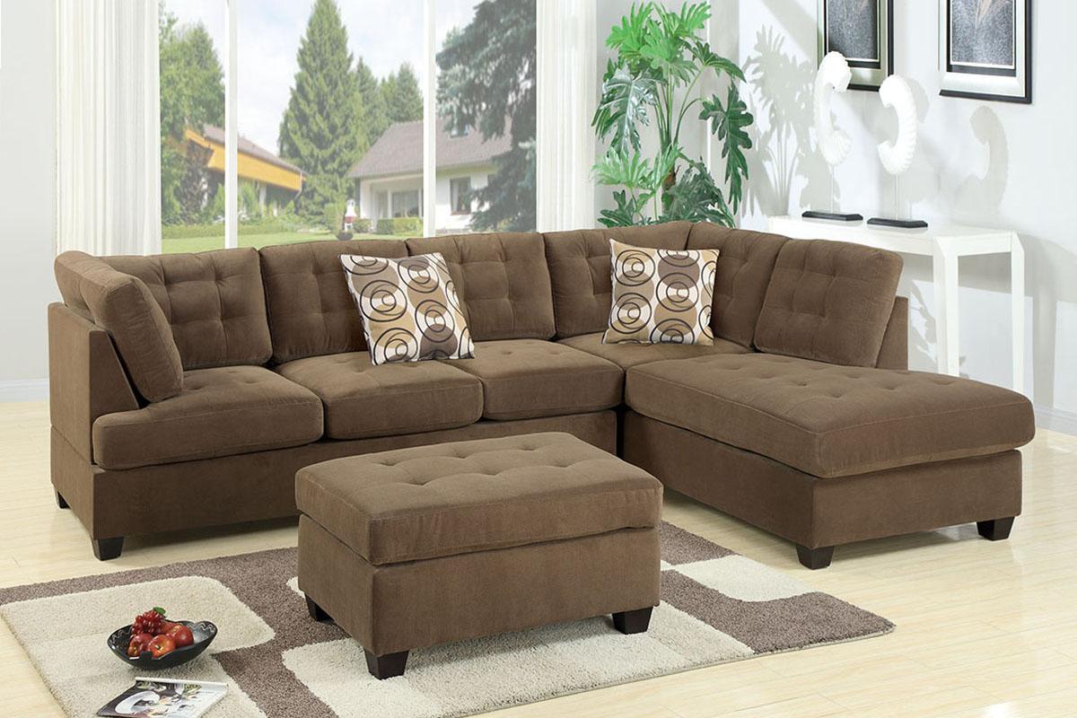 Contemporary, Modern Sectional Sofa F7140 F7140 in Brown Fabric