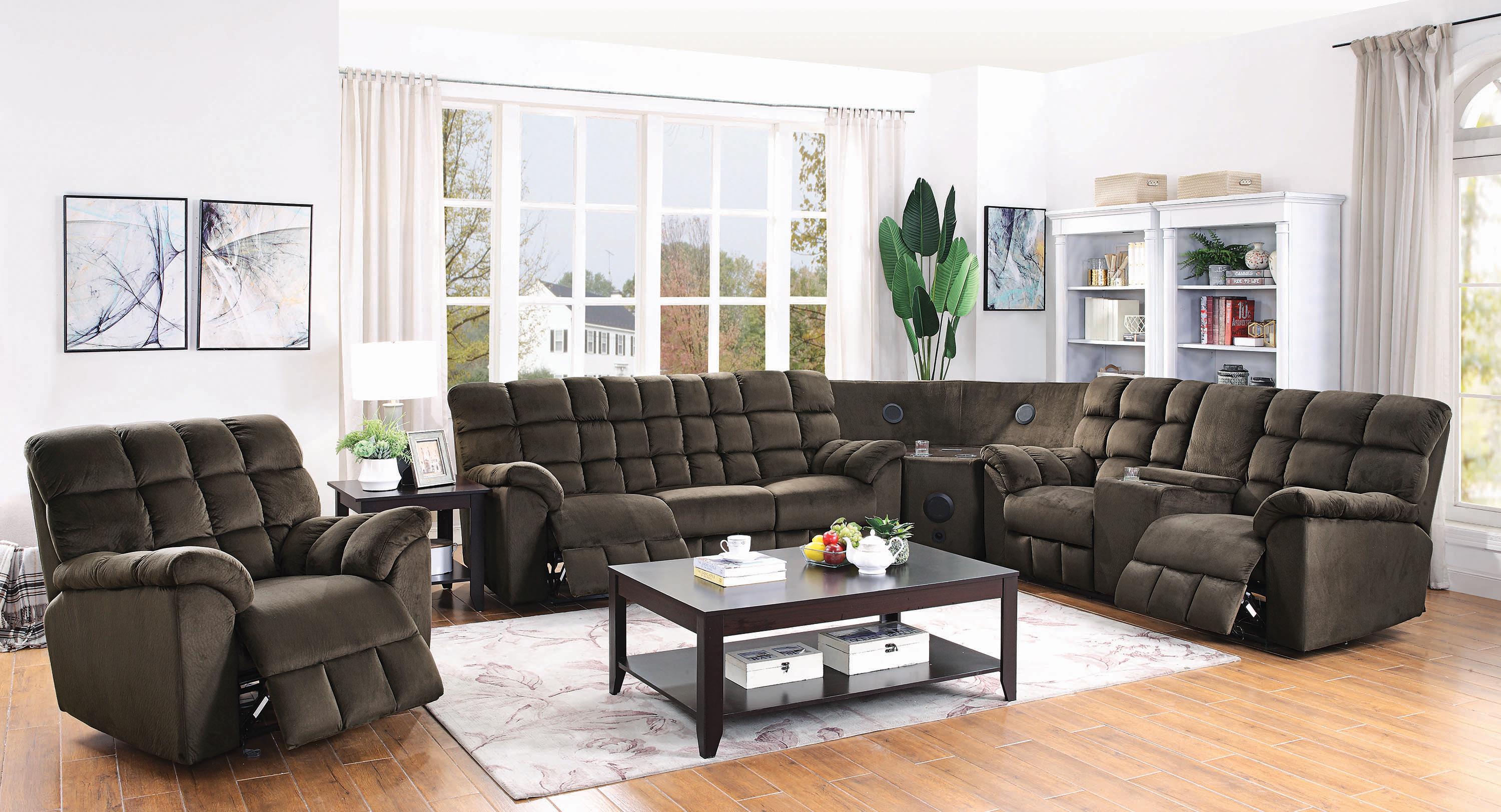 

    
Modern Brown Fabric Upholstery Motion sofa Hershey by Coaster
