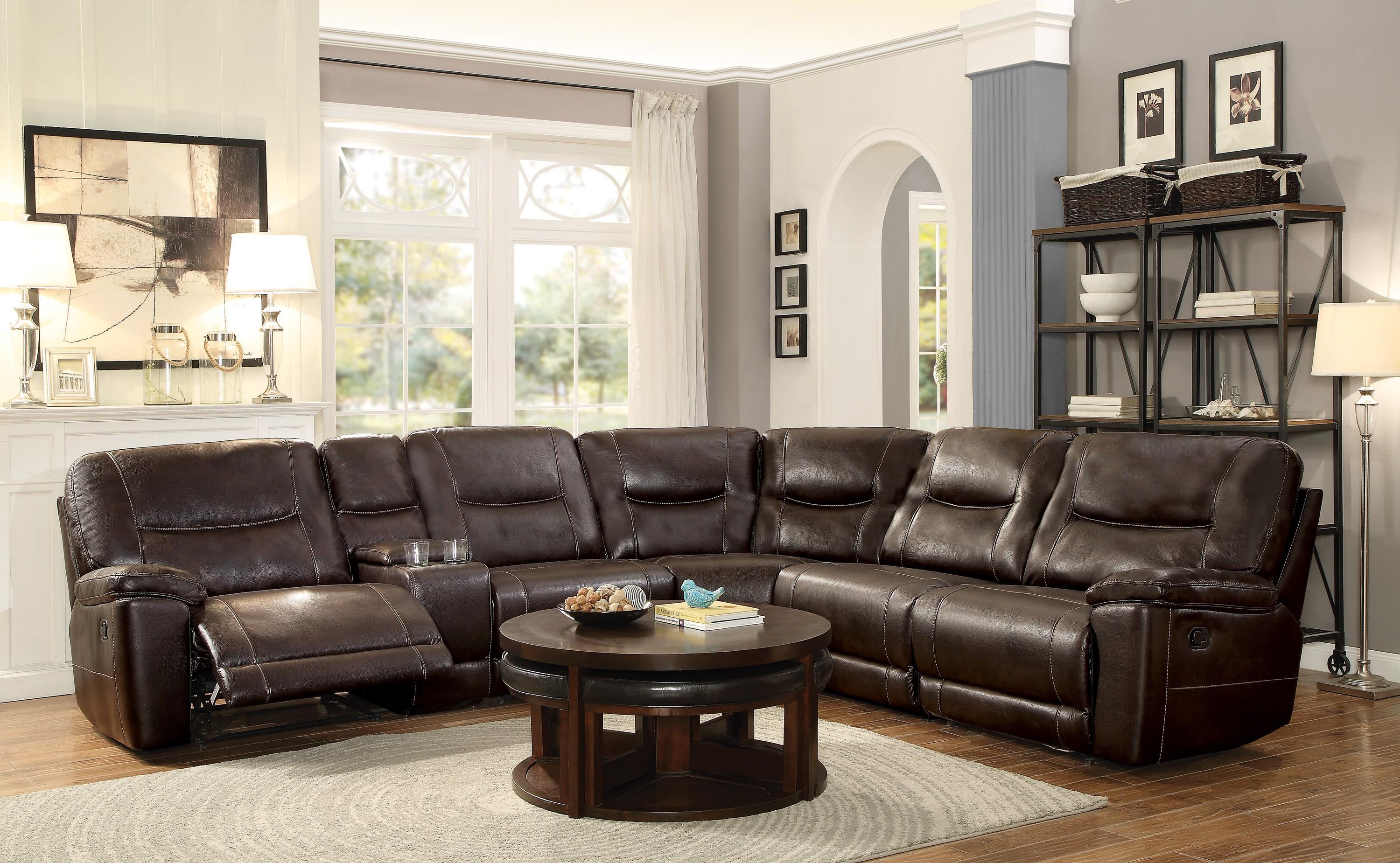 

    
8490*6LRRR Modern Brown Faux Leather 6-Piece Reclining Sectional Homelegance 8490 Columbus
