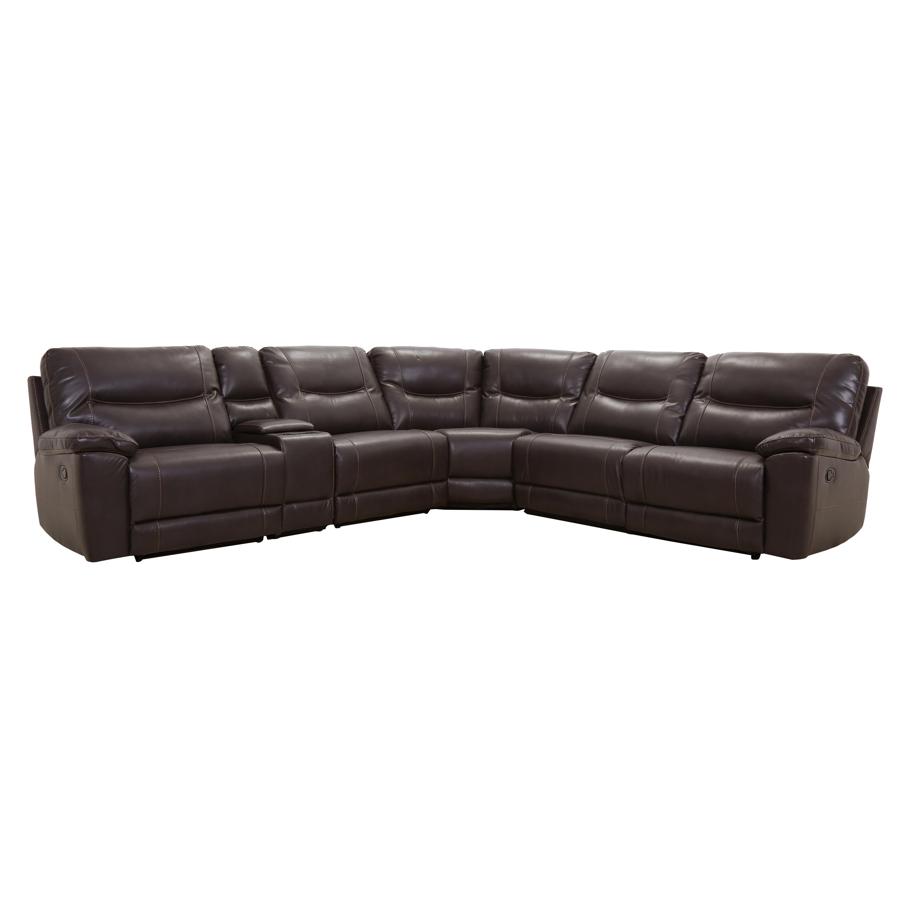 Modern Reclining Sectional 8490*6LRRR Columbus 8490*6LRRR in Brown Faux Leather
