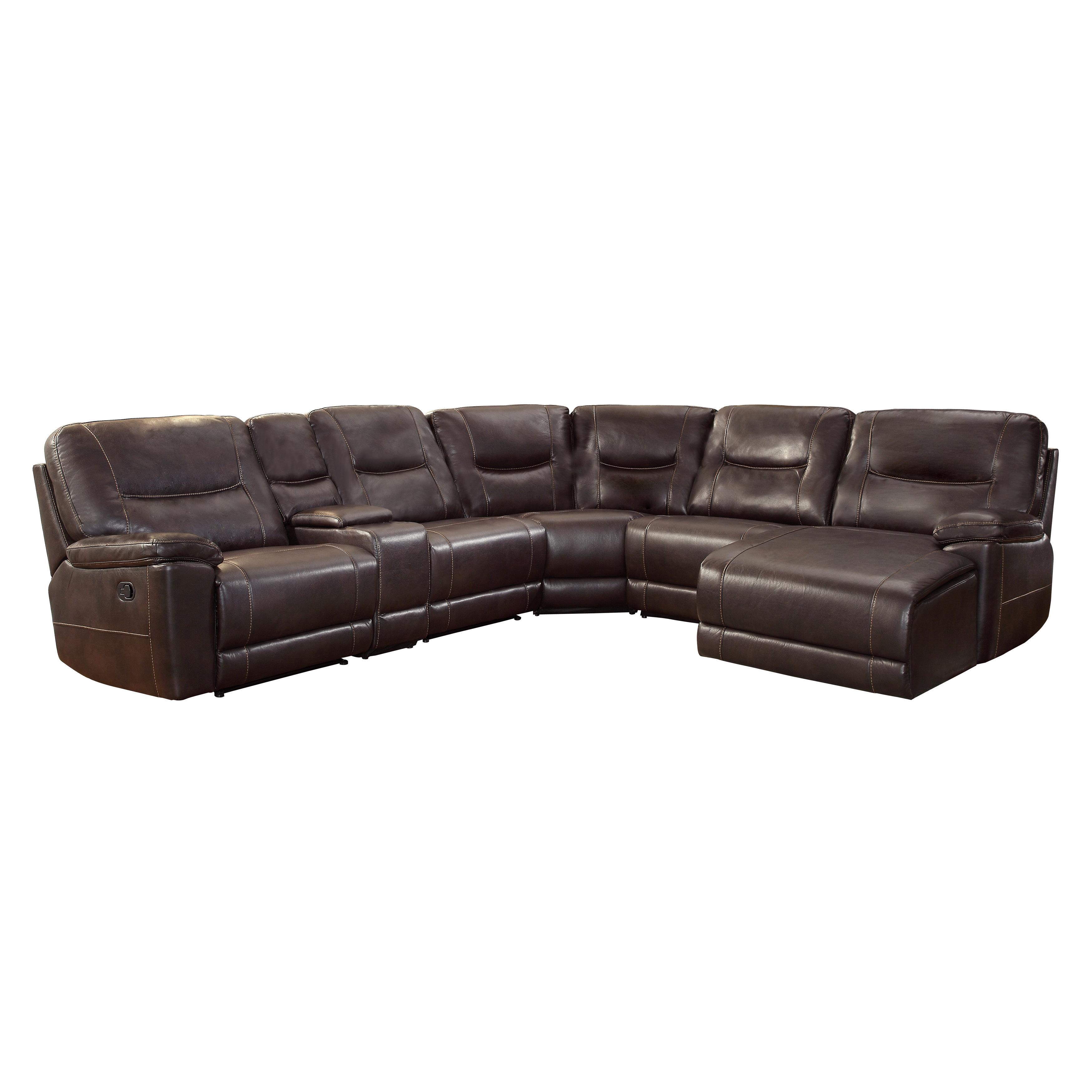

    
Modern Brown Faux Leather 6-Piece RSF Reclining Sectional Homelegance 8490 Columbus
