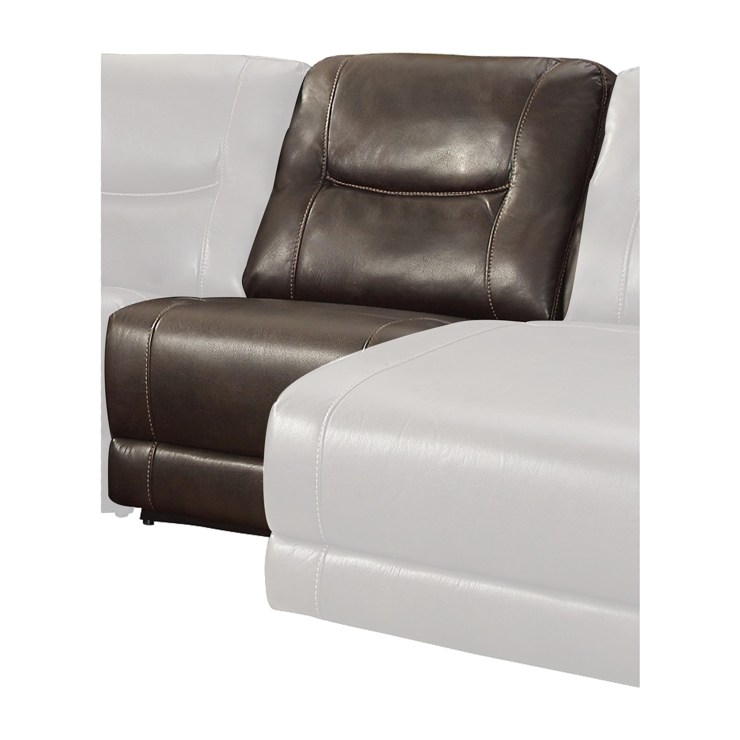 Modern Armless Reclining Chair 8490-AR Columbus 8490-AR in Brown Faux Leather