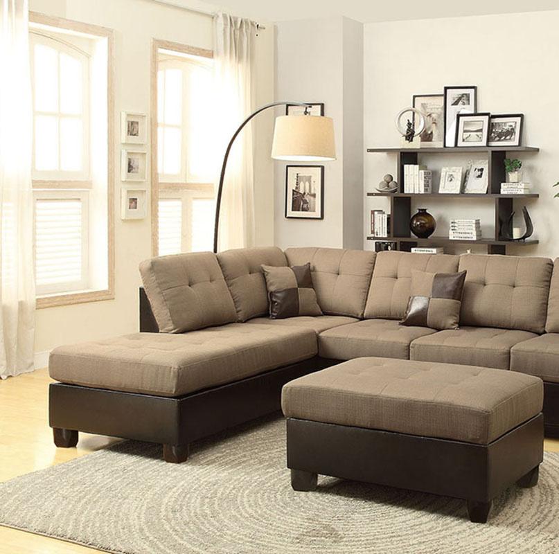 

    
Brown Faux Leather Upholstered 3-Pcs Sectional Set F7603 Poundex Modern
