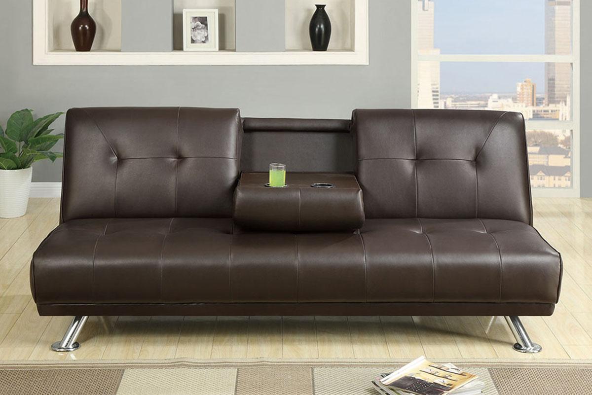 

    
Brown Faux Leather Adjustable Sofa F7220 Poundex Modern Contemporary
