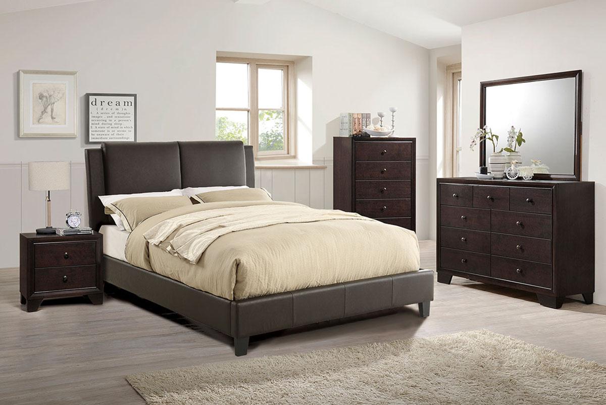 

    
Brown Faux Leather Calif. King Bed F9336 Poundex Modern
