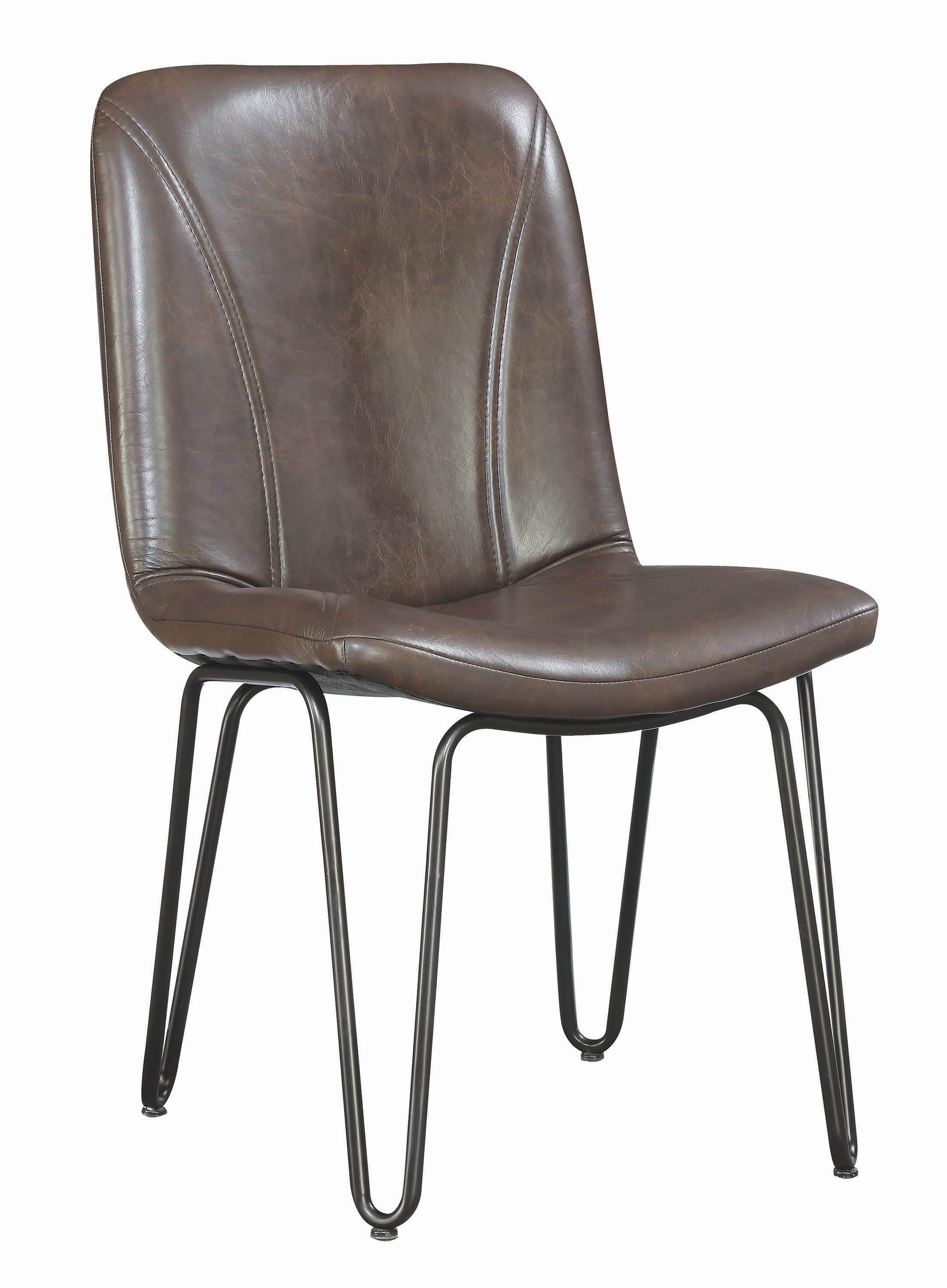 

    
Modern Brown Faux Leather Upholstery Dining chair Set 4 pcs Sherman by Coaster
