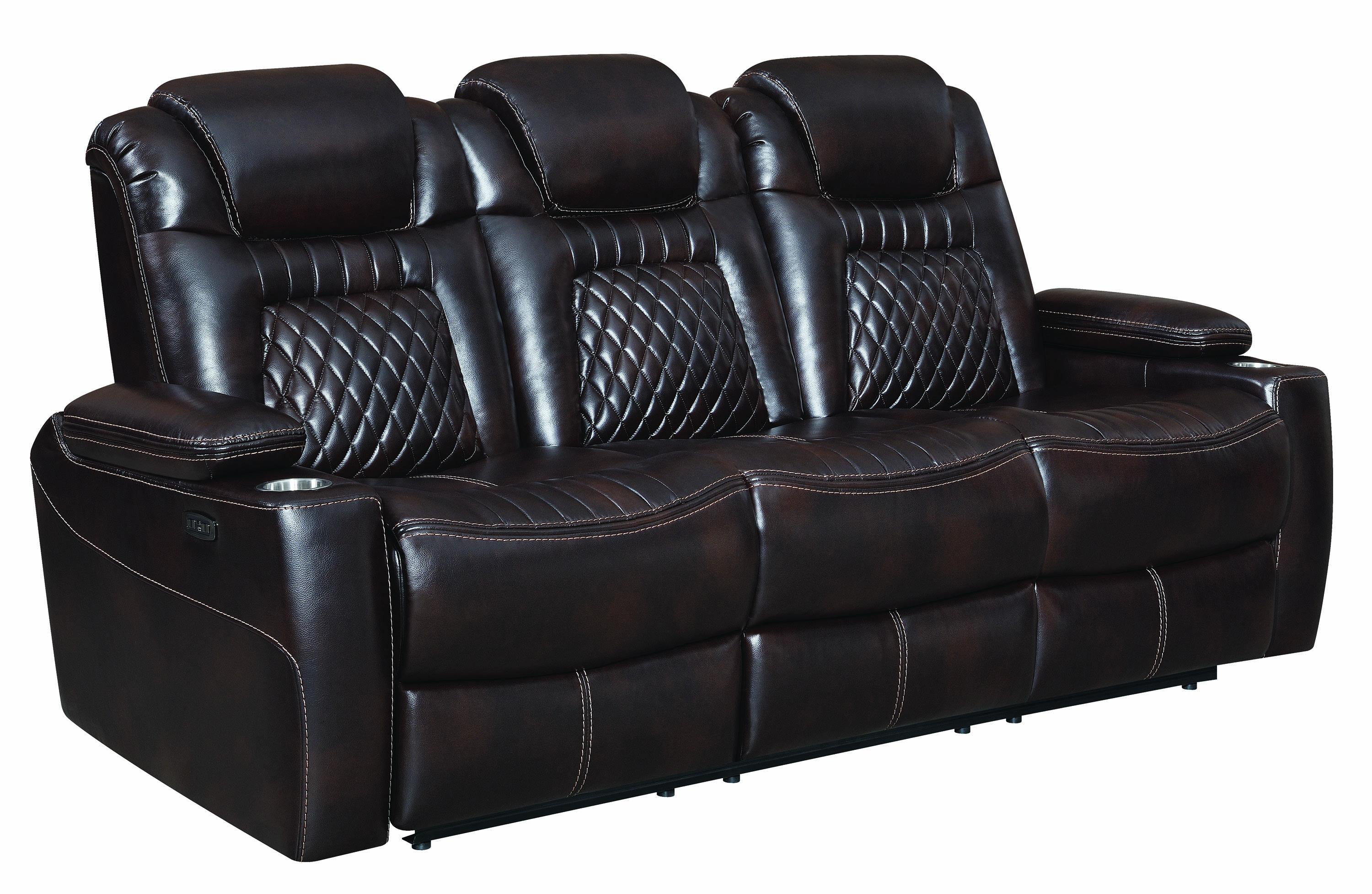 

    
Modern Brown Faux Leather Upholstery Power2 sofa Korbach by Coaster
