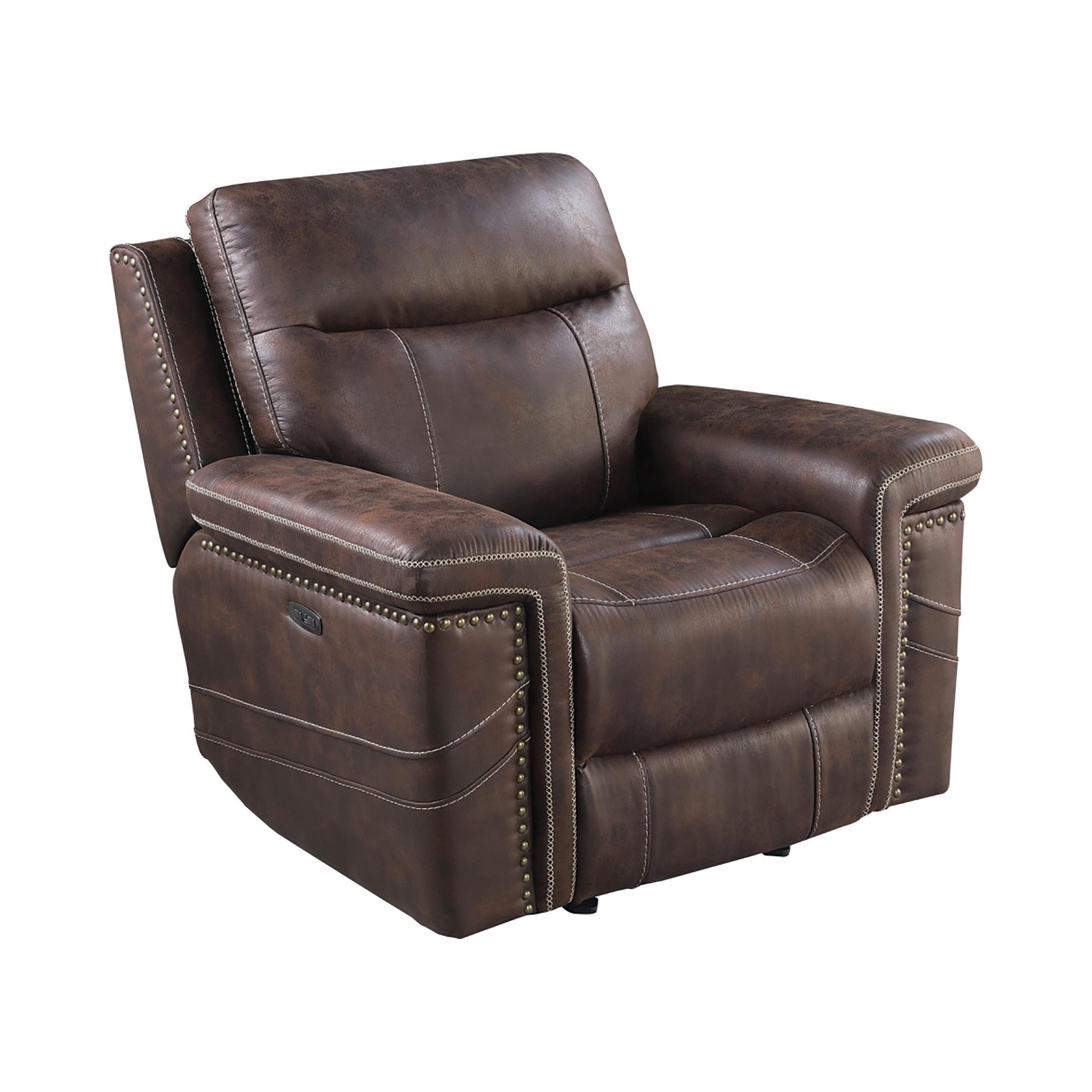 

    
Modern Brown Faux Suede Power Recliner Coaster 603513PP Wixom
