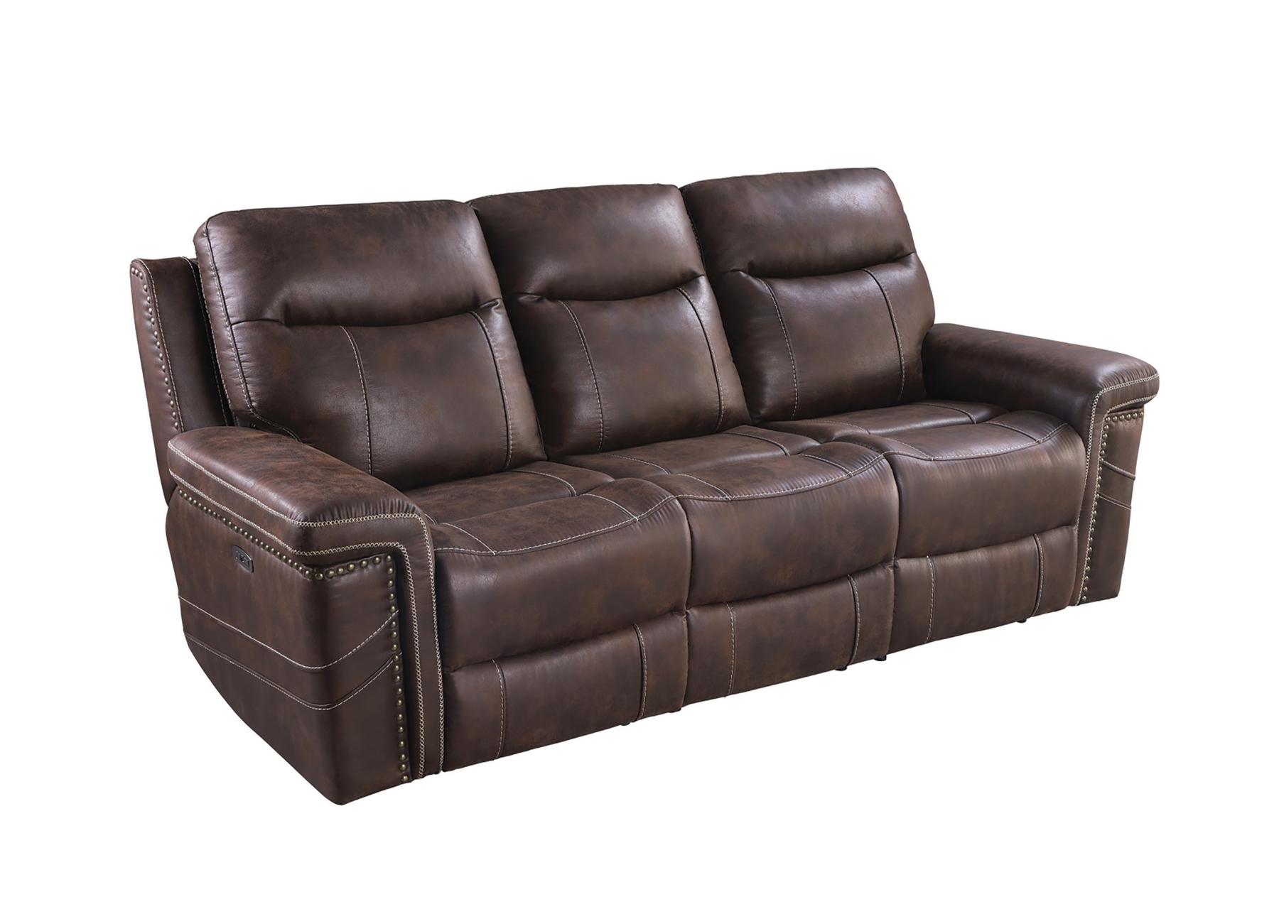 

    
Modern Brown Faux Suede Power Reclining Sofa Coaster 603511PP Wixom
